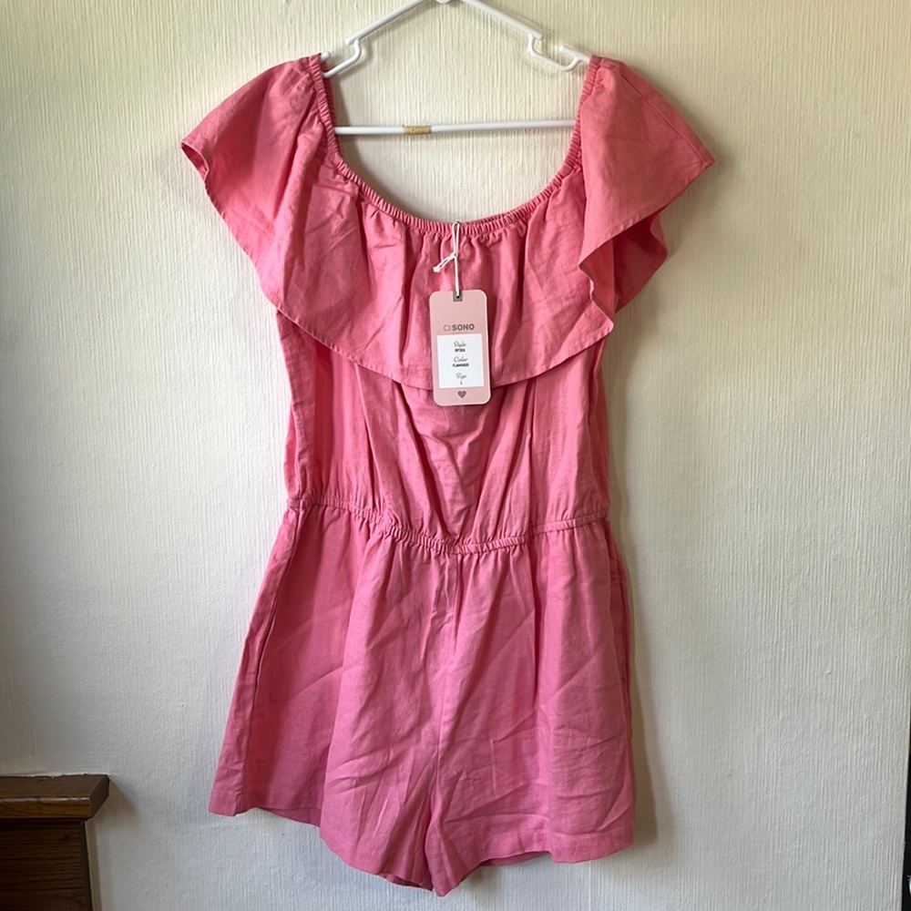Women’s off the shoulder romper.